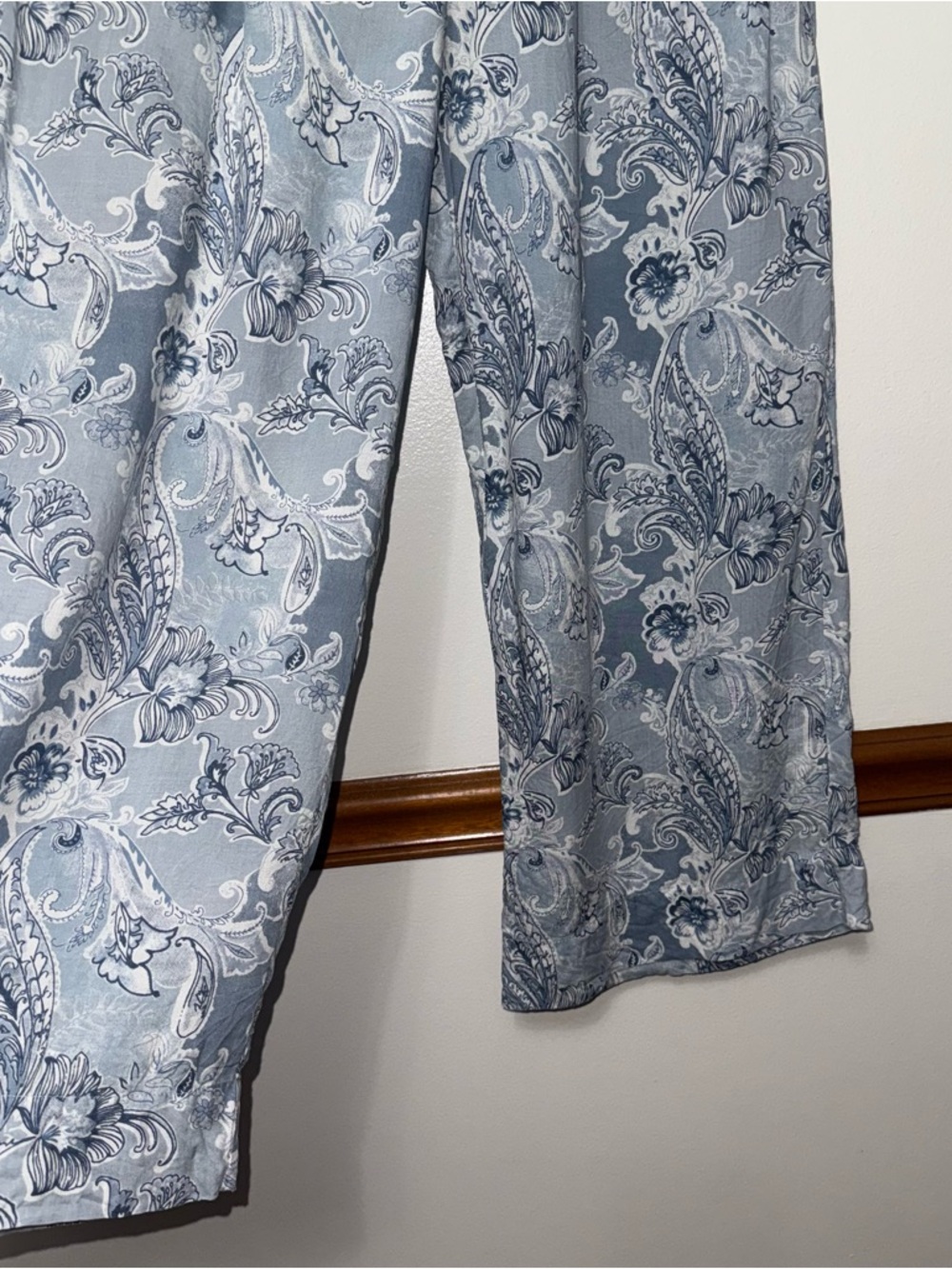 Akkriti by Pantaloons Modal Blue Floral Paisley Wide-Leg Pants Women’s Large - Picture 4 of 10